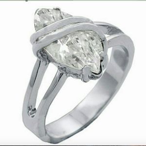 Silver Plated Cocktail Ring Marquise  cut Cubic Zirconia Sizes  4 11 *